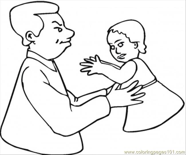 650x541 Father With Daughter Coloring Page