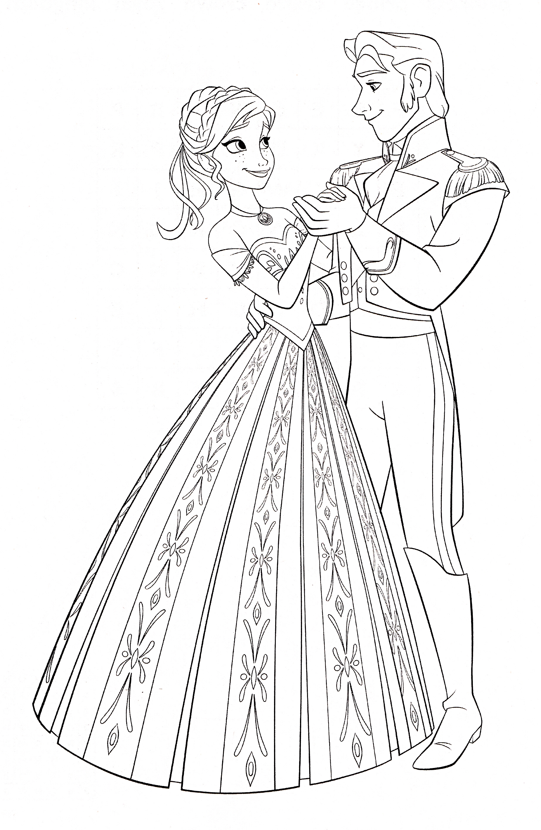 1834x2811 Frozen Anna And Hans Coloring Pages
