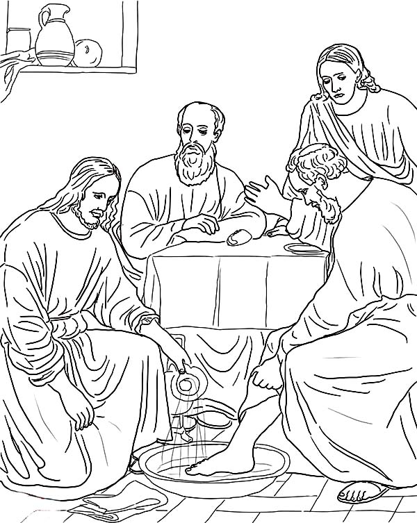 600x753 Jesus Washes The Disciples Feet Coloring Page 35239