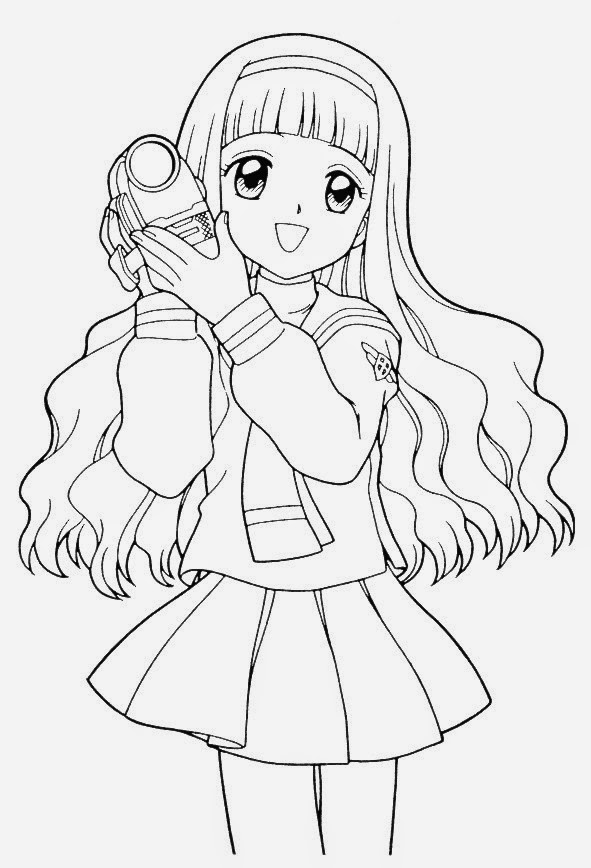 591x868 Cartoon Girl Coloring Pages Anime Girl Coloring Pages Holding
