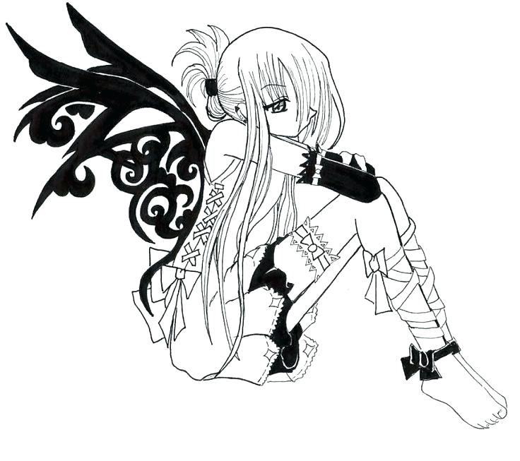 736x653 Emo Anime Coloring Pages