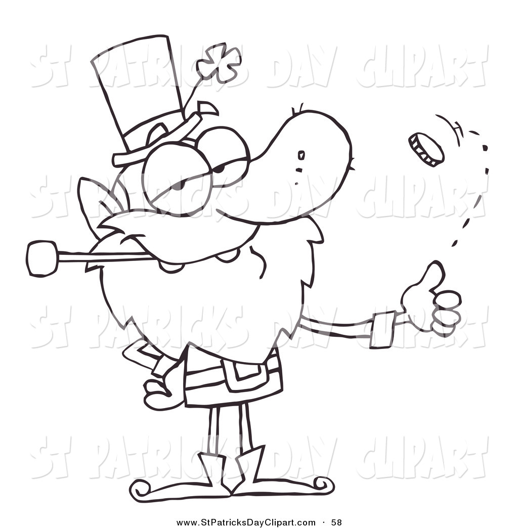 1024x1044 Cliprt Of Coloring Page Outline Of Leprechaun Flipping
