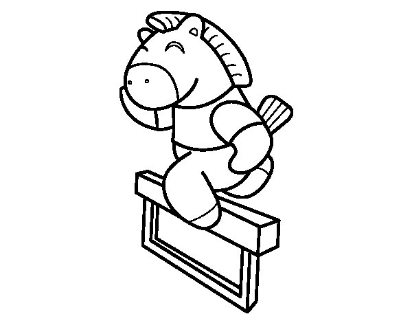 600x470 Horse Jumping Fence Coloring Page