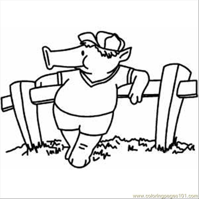 650x650 Pig Resting On Fence Coloring Page