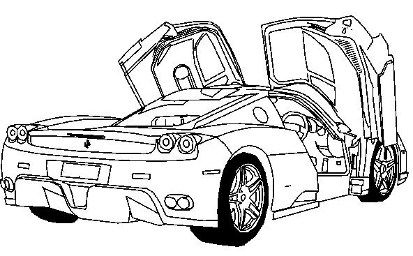 592x367 Deluxe Ferrari Sport Car Coloring Page