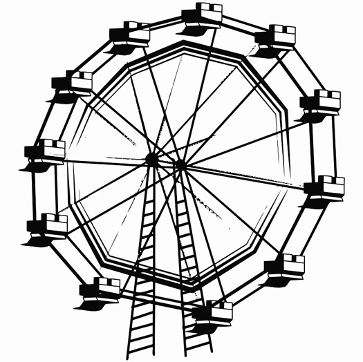 525x524 An Image Of A Ferris Wheel Printable Image Illustration Sketch