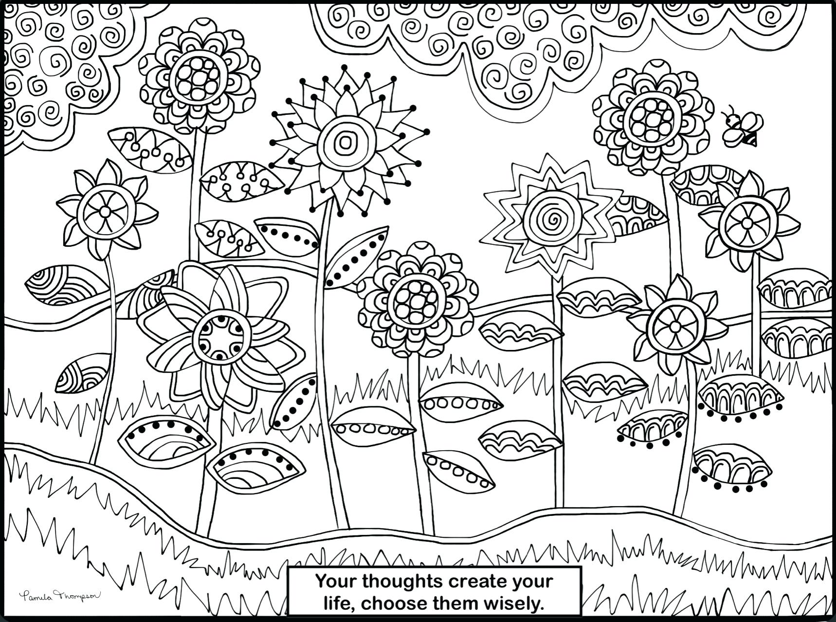 1718x1278 Bumblebee Activities On The Flowers Field Coloring Page Pages