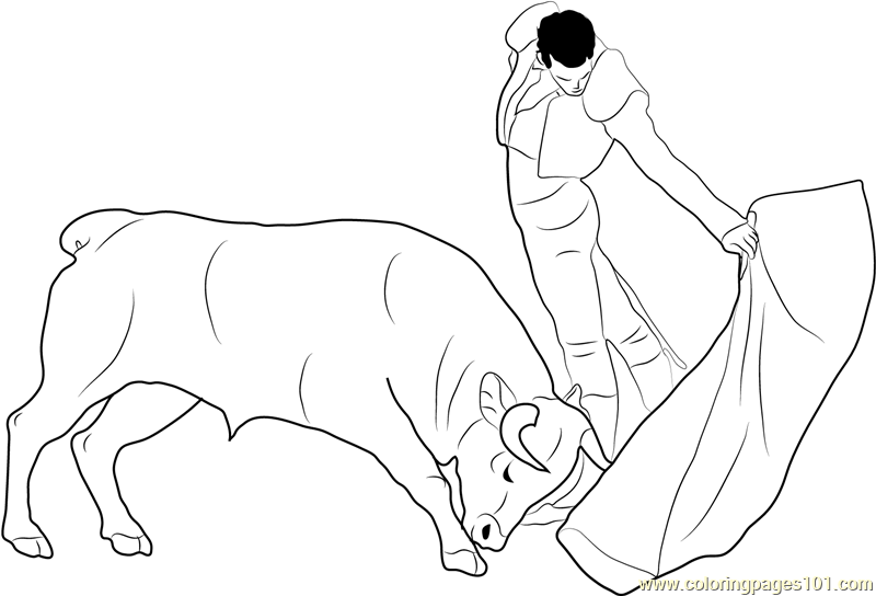 800x544 Spain Madrid Bullfight Coloring Page