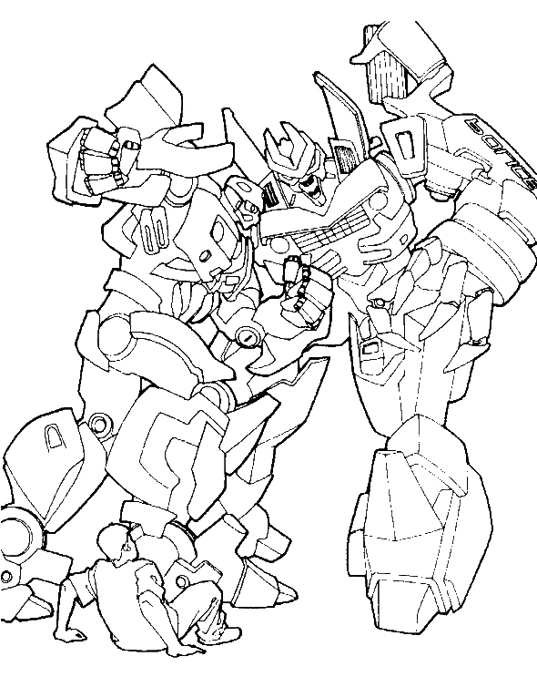 590x743 Transformers Are Fighting Coloring Page