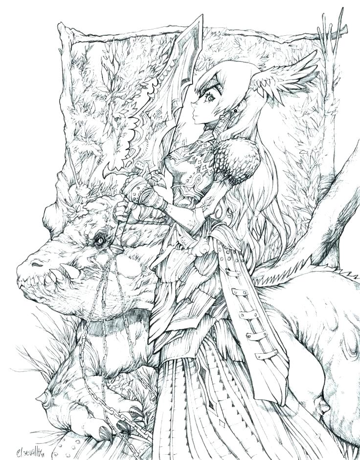 736x940 Fantasy Coloring Pages For Adults Also Final Fantasy Coloring