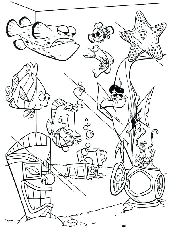 600x796 Nemo Coloring Pages Coloring Page Finding Fish Tank Coloring Page