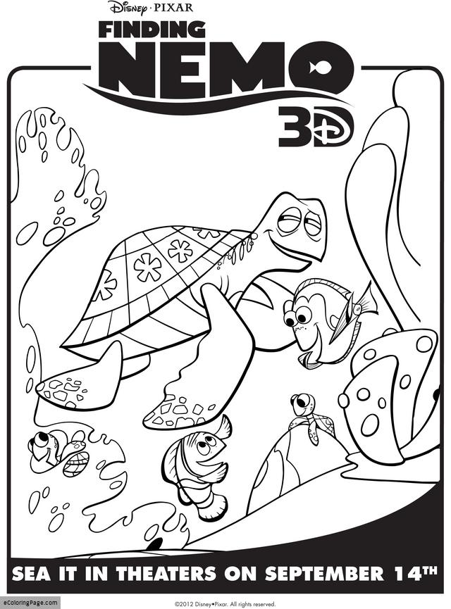 640x865 Finding Nemo Dory And Crush Coloring Pages For Kids Printable