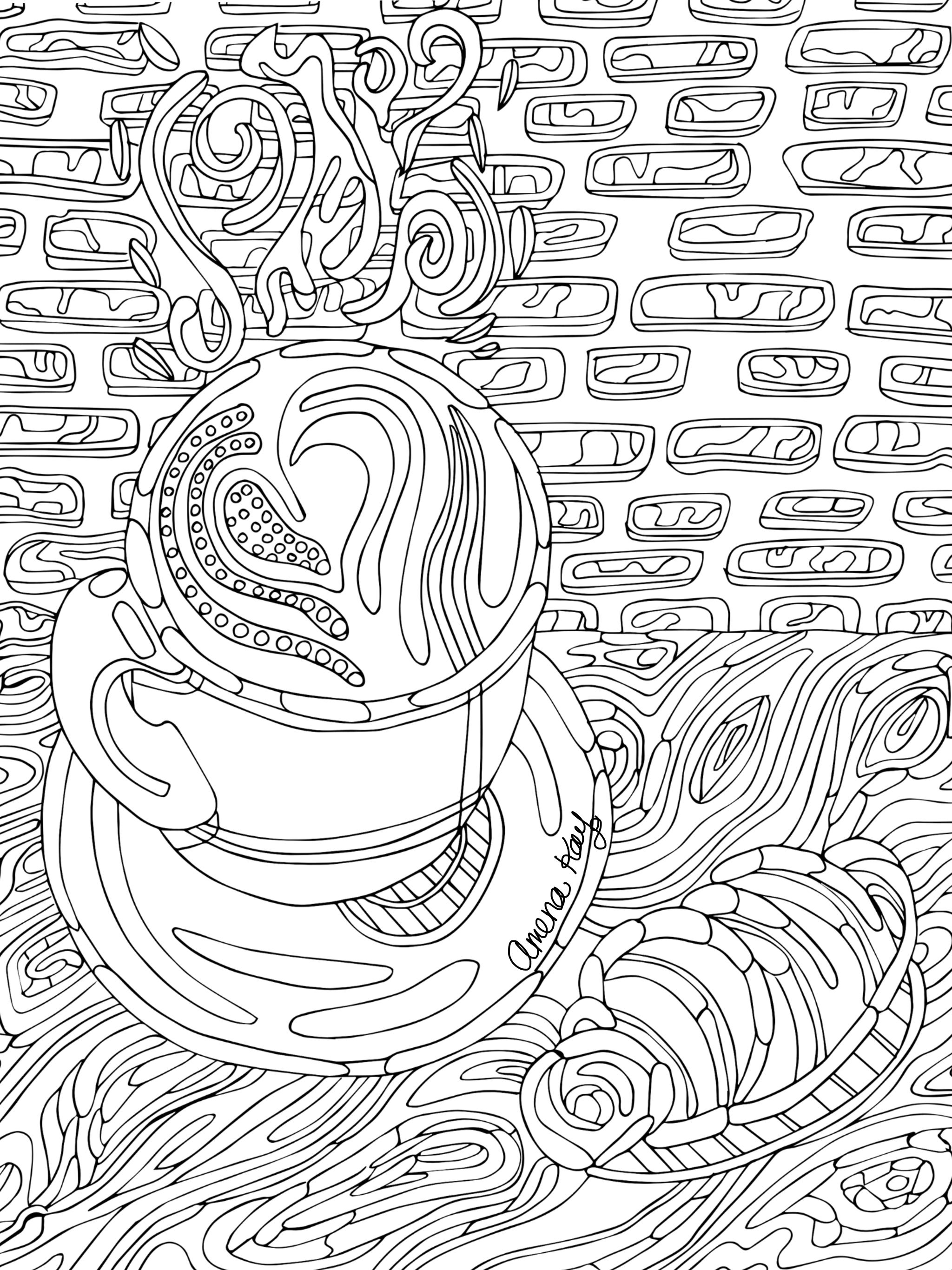2048x2732 Free Hot Chocolate Coloring Page By Amena Kay Fine Art. Follow