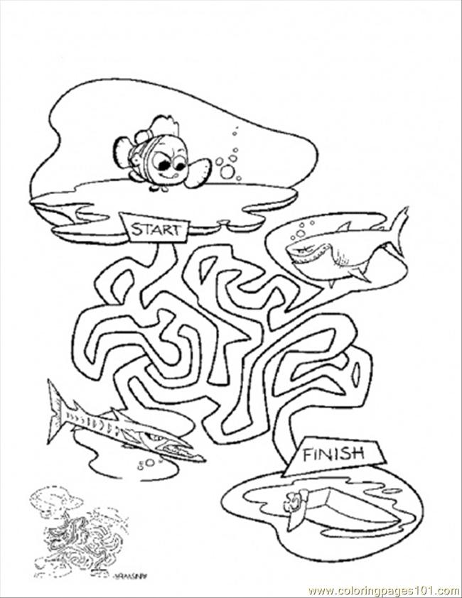 650x842 Nemo Maze Coloring Page
