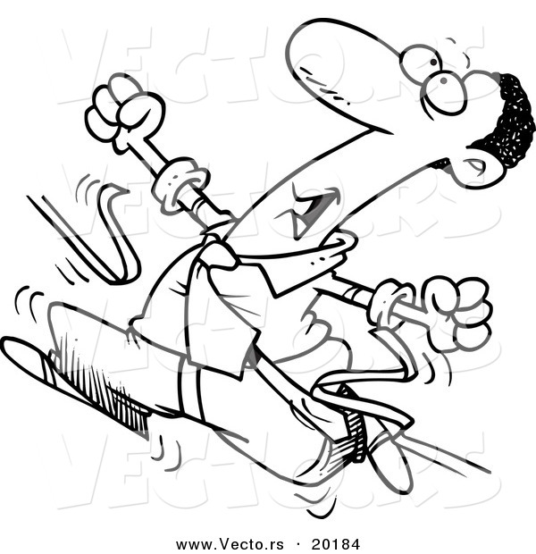 600x620 Vector Of A Cartoon Black Businessman Breaking Through The Finish