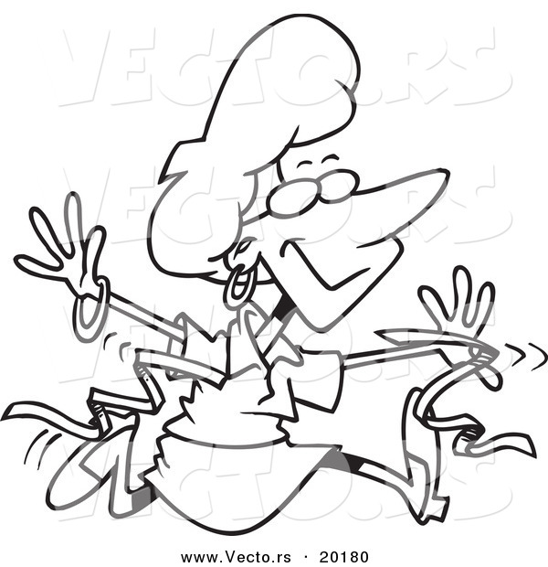 600x620 Vector Of A Cartoon Businesswoman Breaking Through A Finish Line