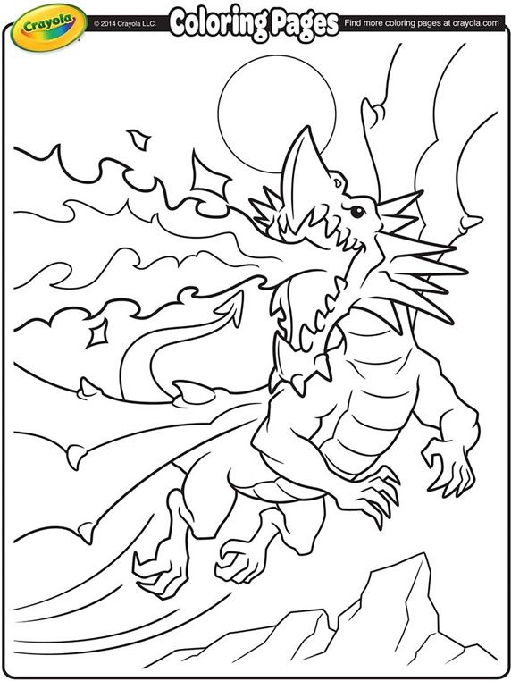 572x762 Fire Breathing Dragon On Coloring Pages (Crayola