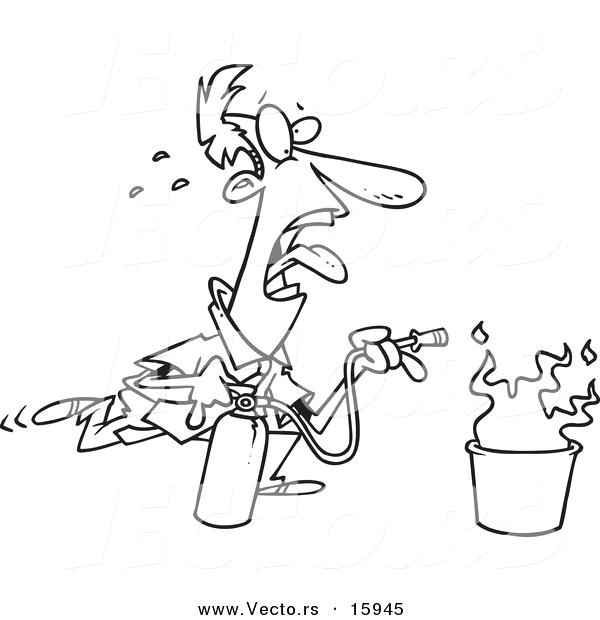 600x620 Fire Extinguisher Coloring Page Vector Of A Cartoon Businessman