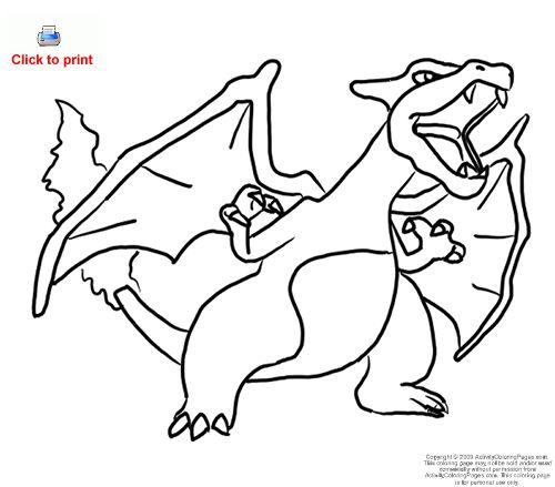 500x439 Pokemon Charizard Coloring Pages