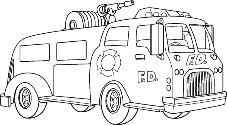 755x415 Firetruck Coloring Pages Pumper Truck In Online Fire Truck