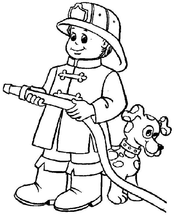 600x741 Emerging Firefighter Coloring Sheets Fireman Pages 8378