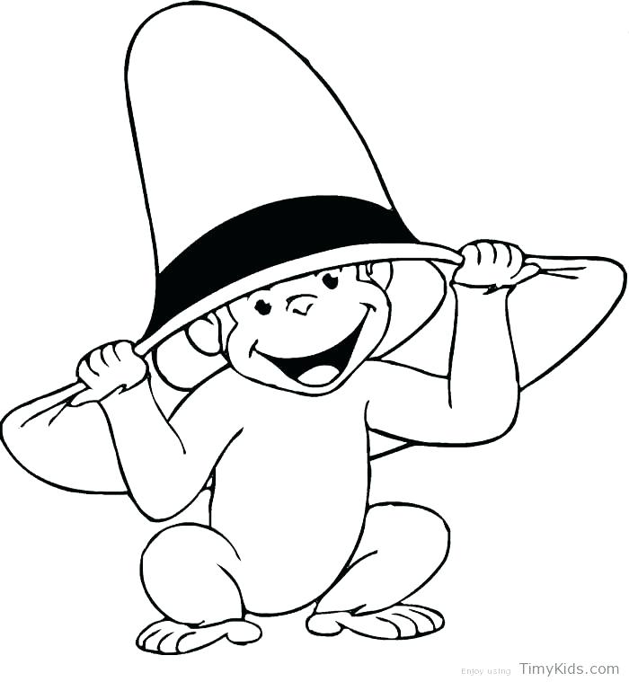 700x759 Coloring For Kids Online Curious George Wear Firefighter Hat