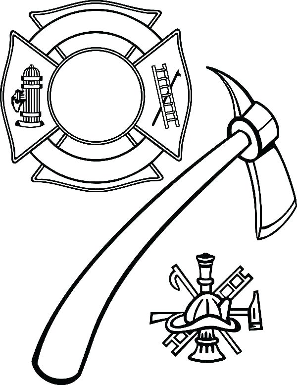 600x777 Fire Fighter Coloring Page Firefighter Hat Coloring Page Cross