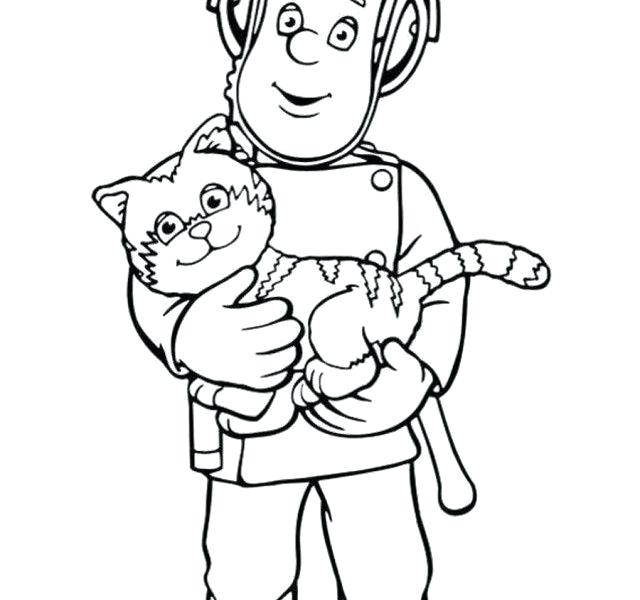 640x600 And Cat Coloring Pages Fireman Saved Cat Coloring Page Free