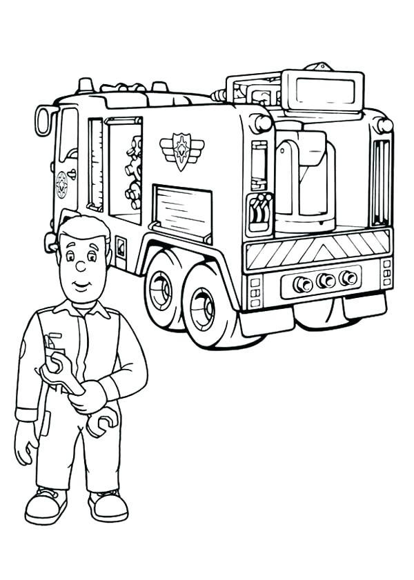 600x841 Fireman Coloring Page Fireman Coloring Pages Fireman Checking Fire