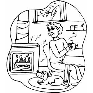 300x300 Sitting By The Fireplace Coloring Page