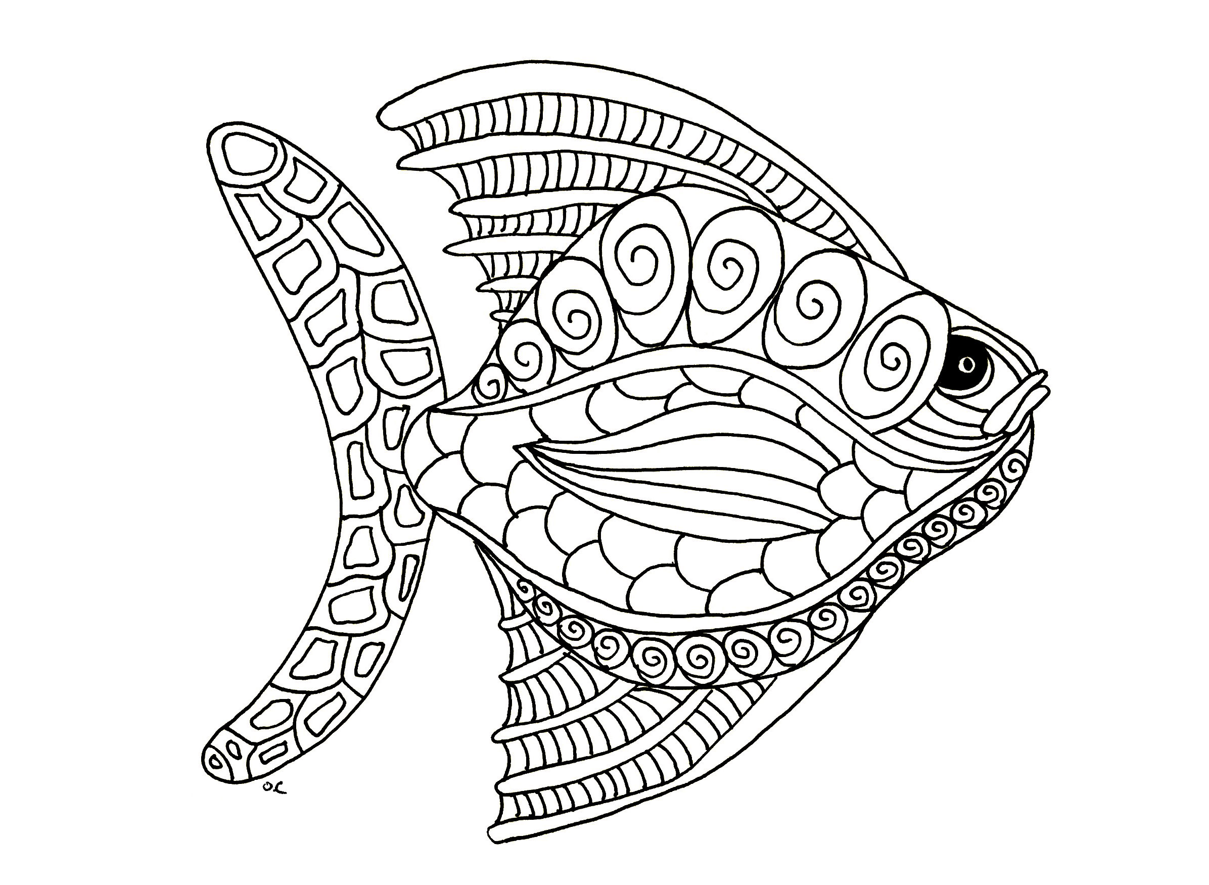 2392x1751 Fish Zentangle Step 1