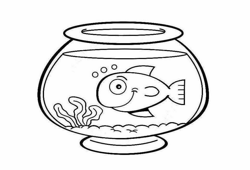 962x654 Fish Bowl Coloring Page Printable Coloring Sheet ~ Anbu Coloring