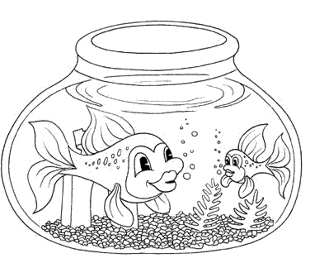 1024x833 Coloring Fish Bowl Coloring Page