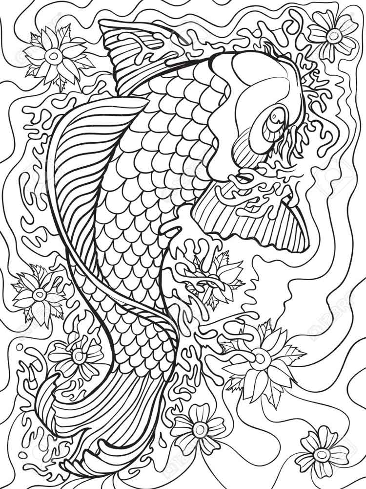 750x1000 Coloring Page Adult Koi Fish Coloring Pages For Adults Free