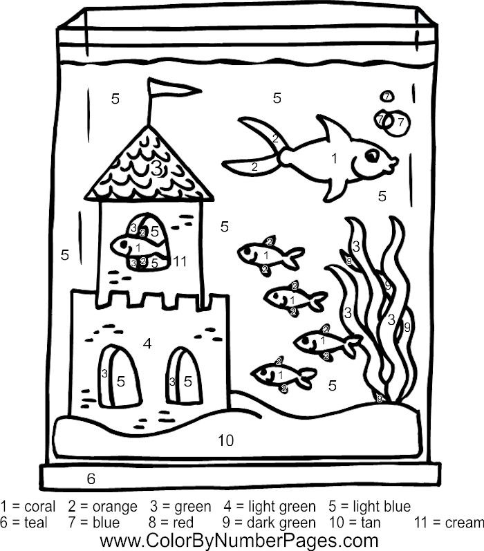700x797 Fish Tank Color By Number Page Color By Number