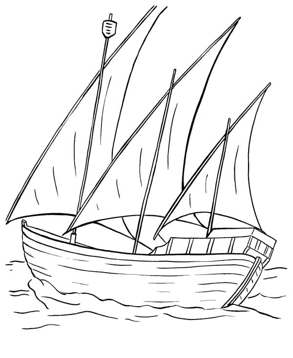 600x734 Fishing Boat Coloring Pages Sailing Boat Sail The Sea Coloring
