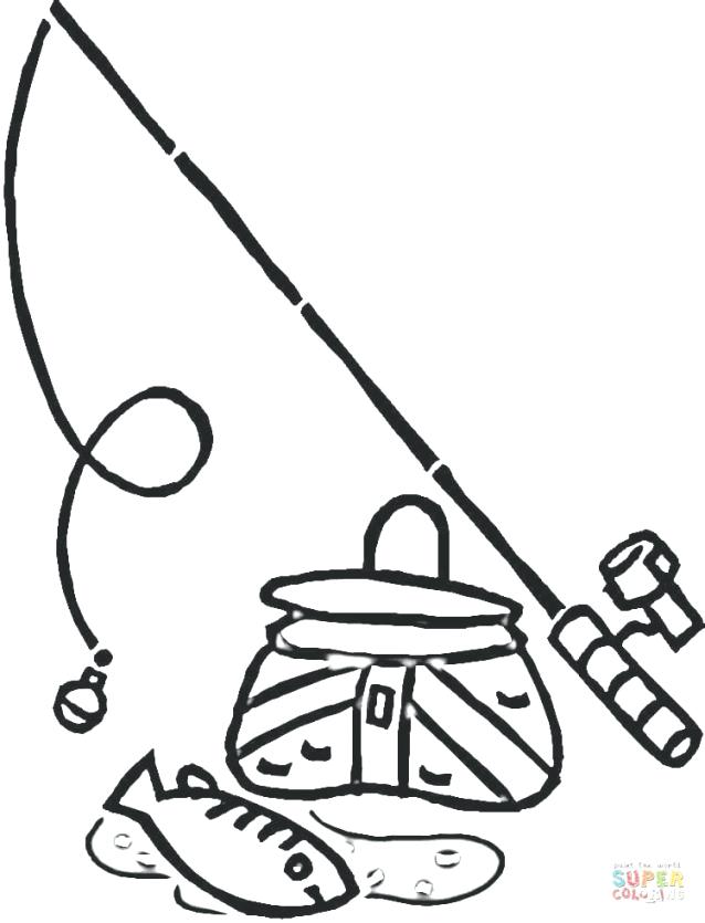 638x835 Fishing Pole Coloring Page