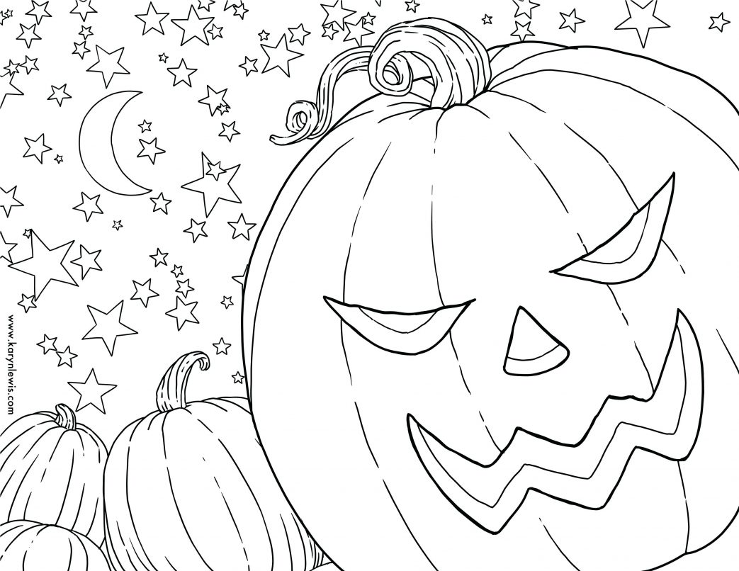 1043x806 Scary Pumpkins Coloring Pages Drawn Pumpkin Page Pencil And