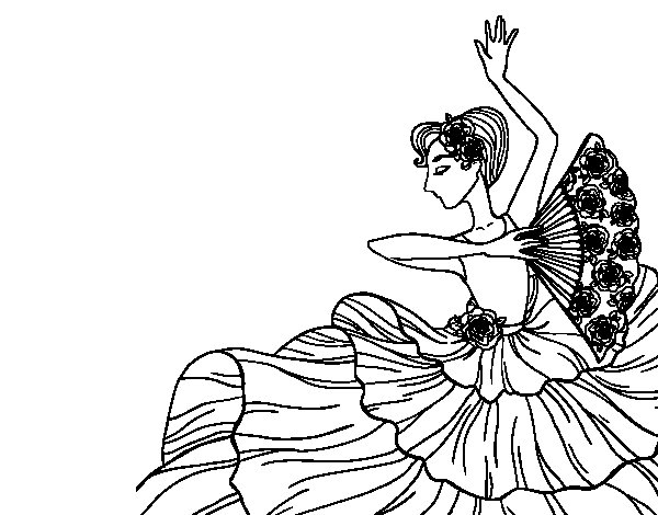 600x470 Flamenco Woman Coloring Page