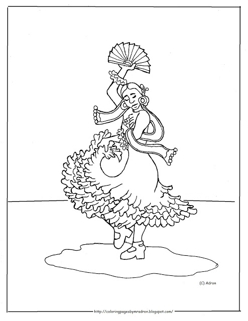 494x640 Coloring Pages For Kids By Mr. Adron Printable Spanish Flamenco