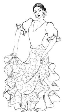 225x387 Fashion Coloring Pages Pages Flamenco Girl (Countries