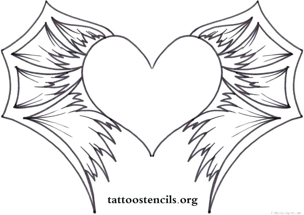 1024x724 Coloring Pages Flames Heart With Wings Stock