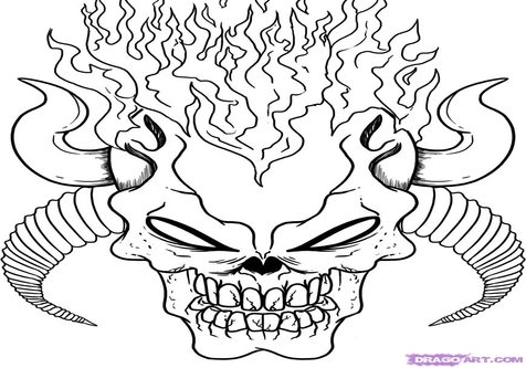 476x333 Flaming Skull Coloring Pages Page Image Clipart Images