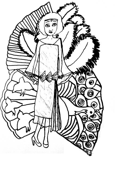 570x733 Flapper And Fans Coloring Page Mary Sukala Original Artwork