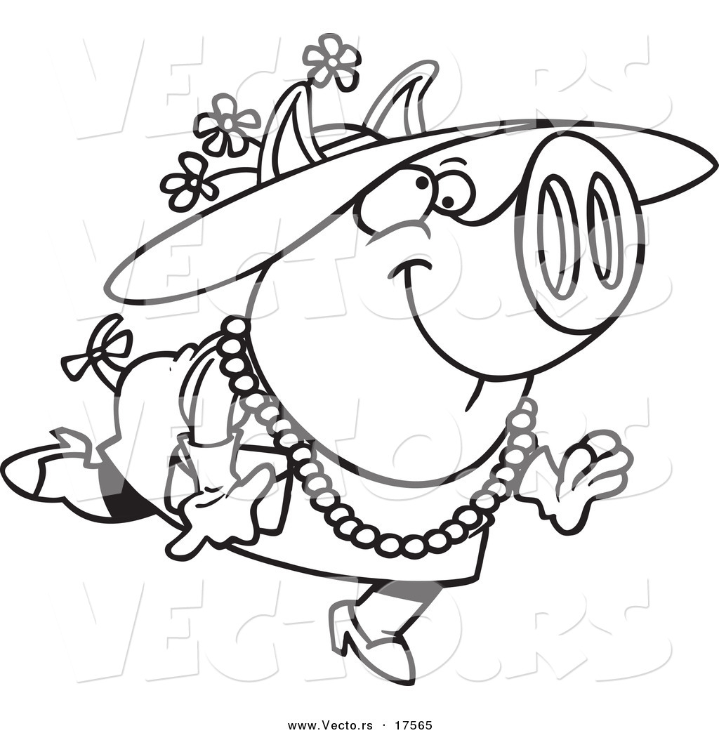 1024x1044 Vector Of A Cartoon Stylish Pig Wearing A Hat