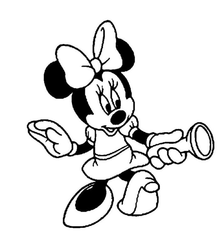 700x800 Minnie Holding Balloons Coloring Page Cartoon Pages