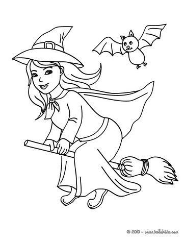363x470 Witch Coloring Page Happy Witch Halloween Night Flight Coloring