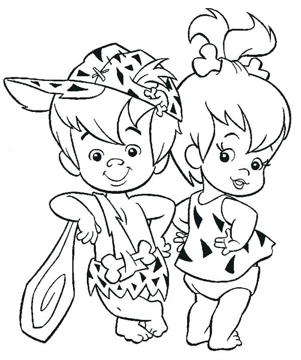 600x717 Flintstones Coloring Pages Coloring Pages Pebbles And Ruble Posing