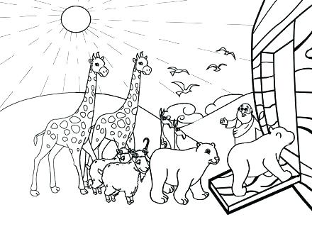 440x330 Free Children Coloring Pages Of Noah Ark Pictures In Storage Flood