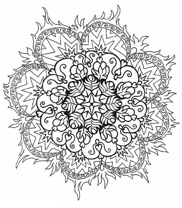 600x686 Floral Mandala Coloring Page Blank By Thaneeya Adult With Flower